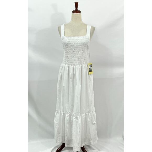 TROVATA Birds of Paradis M Medium Dolores Dress Classic White Smocked Midi NWT - Picture 9 of 10